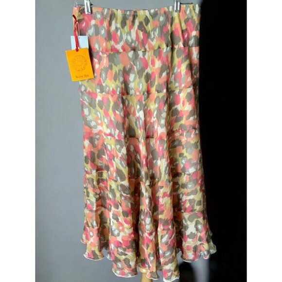 Chic Boho Womens Petite Multicolor Floral Lined A Line Skirt Ruby Rd NEW 10P - Picture 2 of 7